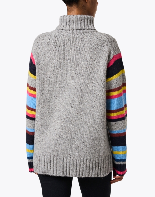 Back image - Chinti and Parker - Grey Wool Cashmere Stripe Sleeve Sweater