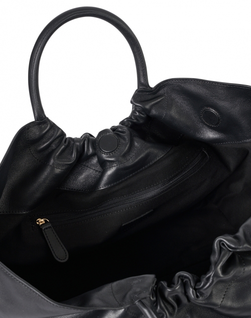 Front image - DeMellier - Los Angeles Black Smooth Leather Ruched Tote