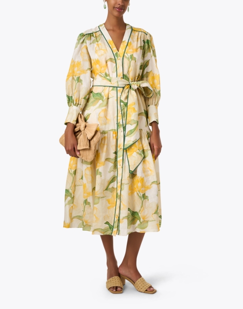 Layla Yellow Print Linen Dress