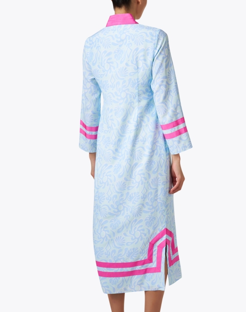 Back image - Sail to Sable - Blue and Pink Silk Blend Tunic Dress