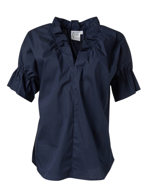 Product image - Finley - Crosby Navy Ruffled Neck Top