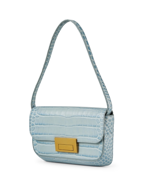Front image - Loeffler Randall - Stefania Blue Croc Leather Baguette Shoulder Bag