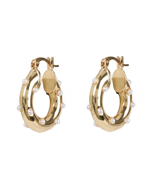 Product image - FALLON - Gold and Pearl Hoop Earrings