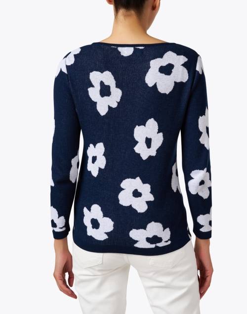 Back image - Blue - Navy and White Floral Cotton Sweater