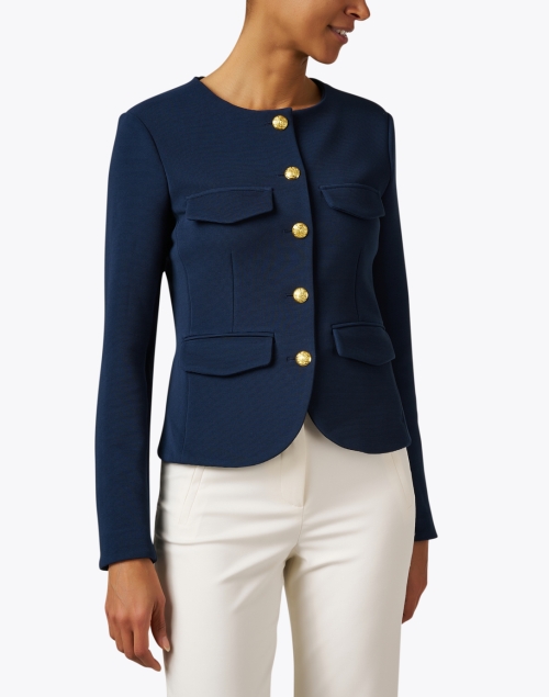 Front image - Veronica Beard - Kensington Navy Knit Jacket
