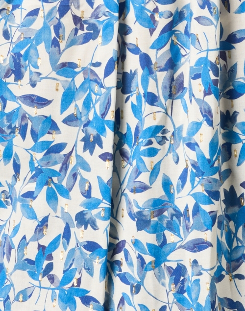 Fabric image - Finley - Genoa Blue and Gold Fleck Floral Shirt