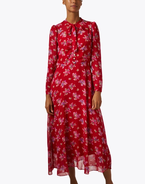 Front image - L.K. Bennett - Keira Red Floral Silk Dress