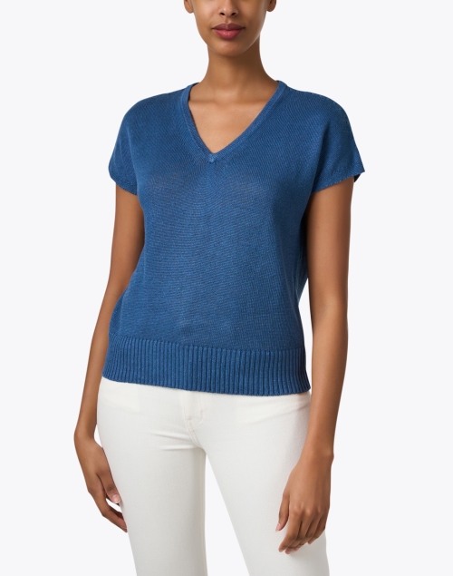 Front image - Kinross - Blue Linen Sweater