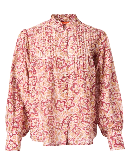 Oliphant Red and Gold Print Cotton Silk Blouse