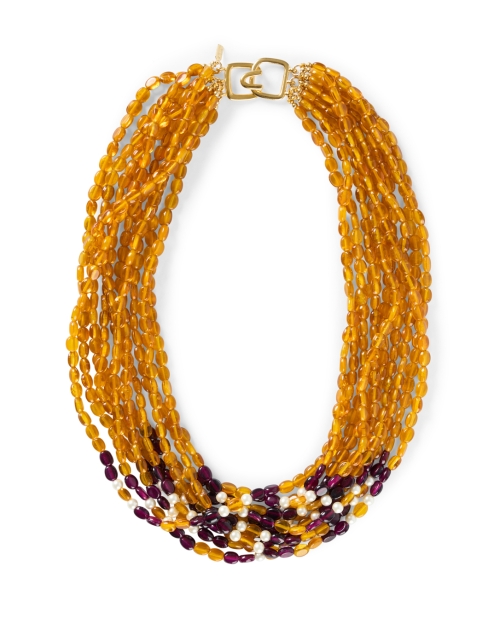 Product image - Kenneth Jay Lane - Amber, Amethyst and Pearl Multi Strand Necklace