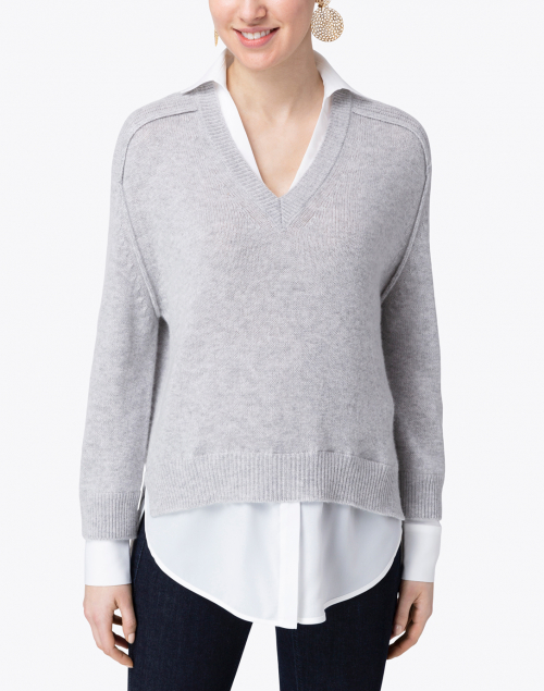 Brochu Walker - Vail Grey Sweater with White Underlayer