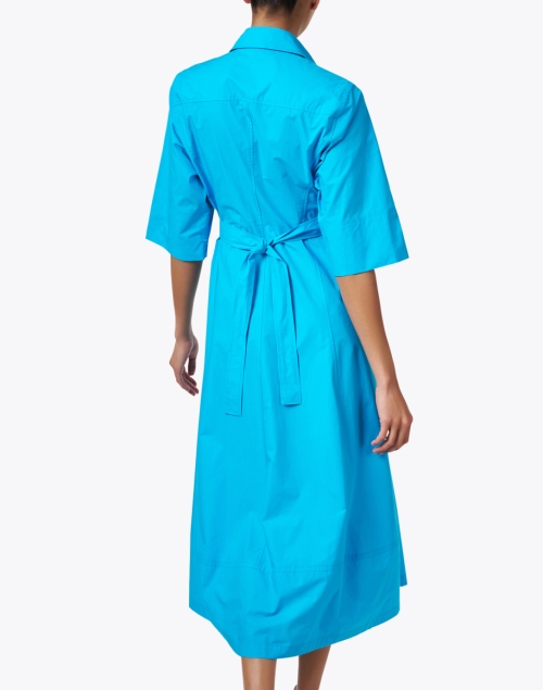 Back image - Seventy - Blue Cotton Poplin Shirt Dress