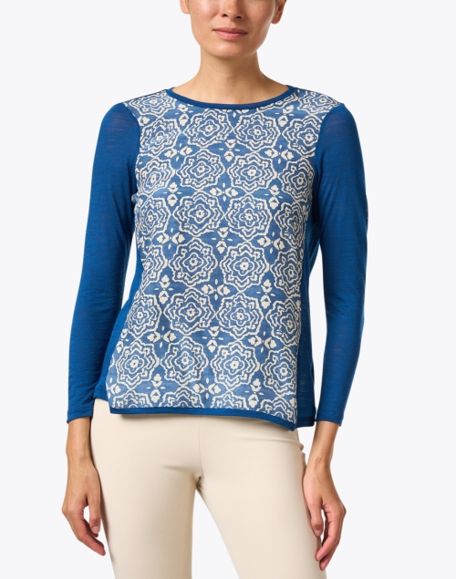 Front image - WHY CI - Blue Tile Print Panel Top