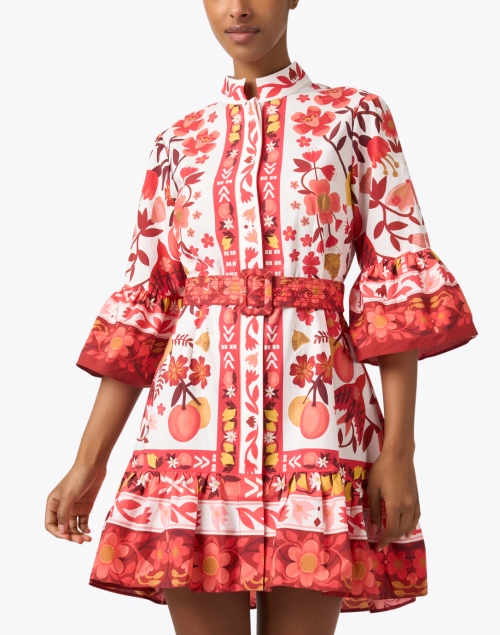 Front image - Farm Rio - White and Red Multi Print Dress
