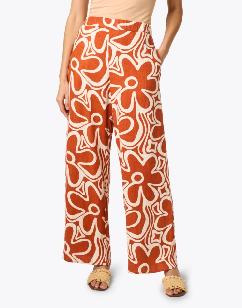 Front image - Honorine - Callie Red Print Linen Pant