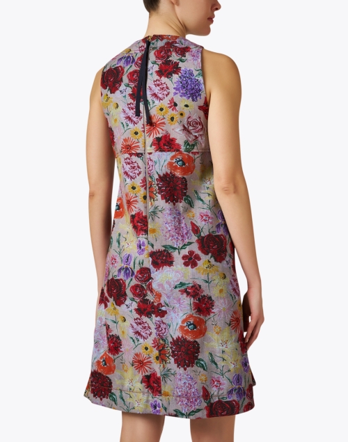 Back image - Odeeh - Multi Floral Print Denim Shift Dress