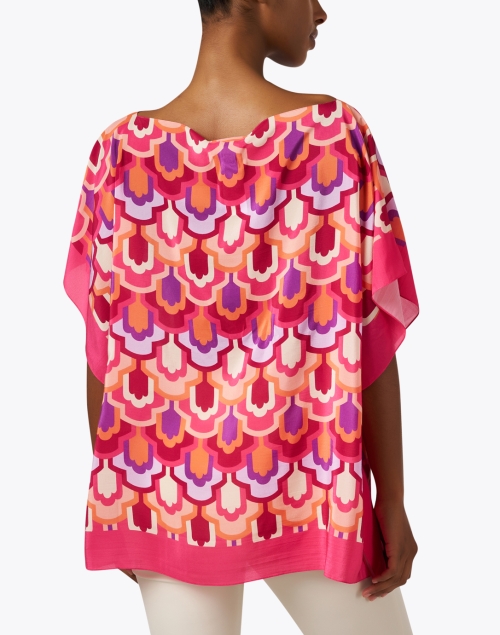 Back image - Seventy - Pink Print Silk Poncho Top