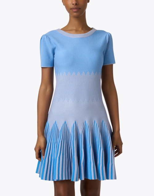 Front image - Emporio Armani - Blue Geometric Knit Dress