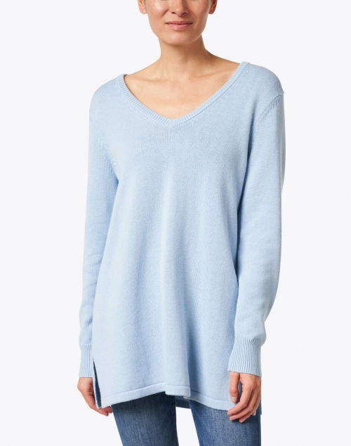 Front image - Sail to Sable - Light Blue Merino Cotton Sweater