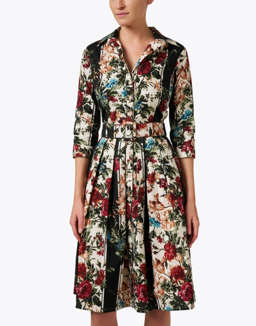 Front image - Samantha Sung - Audrey Ivory Multi Print Stretch Cotton Dress