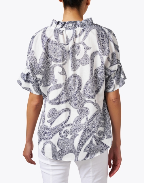 Back image - Finley - Crosby White and Navy Print Cotton Top