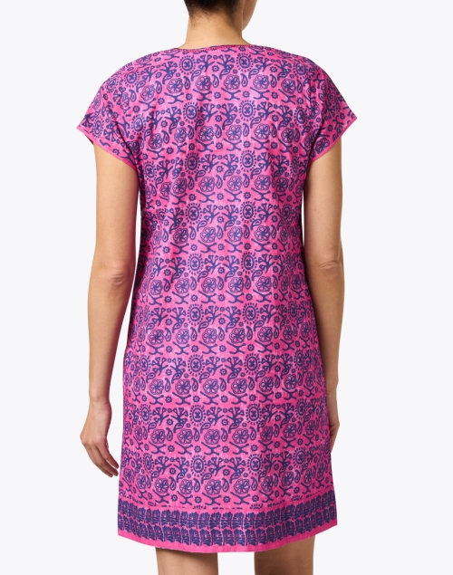 Back image - Bella Tu - Pink Print Beaded Cotton Dress