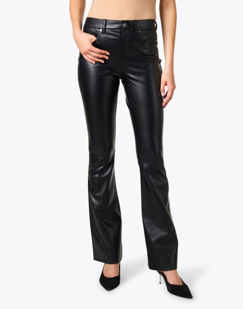 Front image - Veronica Beard - Beverly Black Faux Leather High Rise Flare Pant