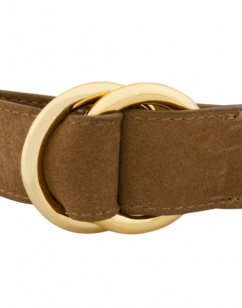 W. Kleinberg - Cocoa Suede Belt with Double Gold Rings