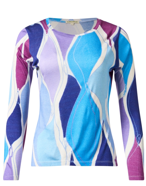 Product image - Pashma - Blue and Purple Print Cashmere Silk Sweater