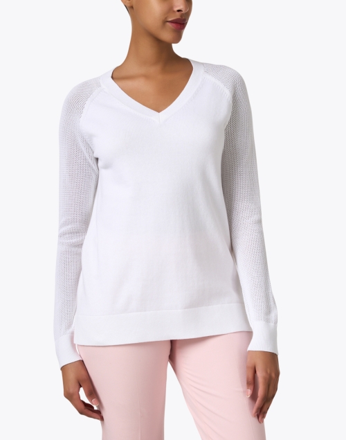 Front image - Kinross - White Cotton Cashmere Sweater