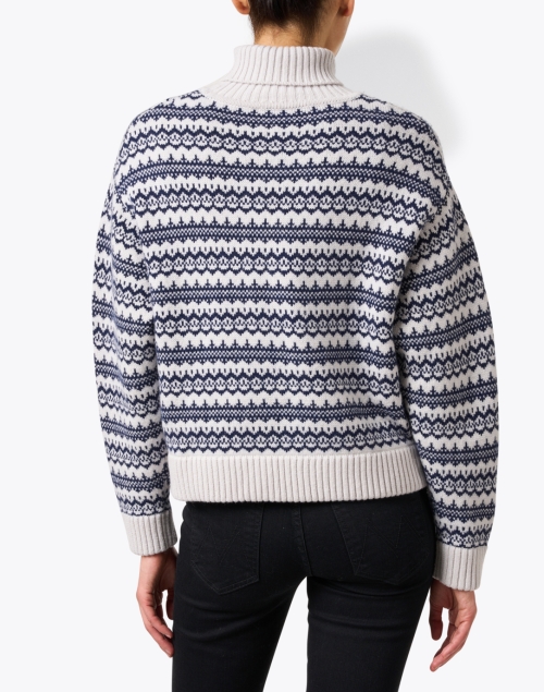 Back image - Jumper 1234 - Grey and Navy Intarsia Wool Cashmere Sweater