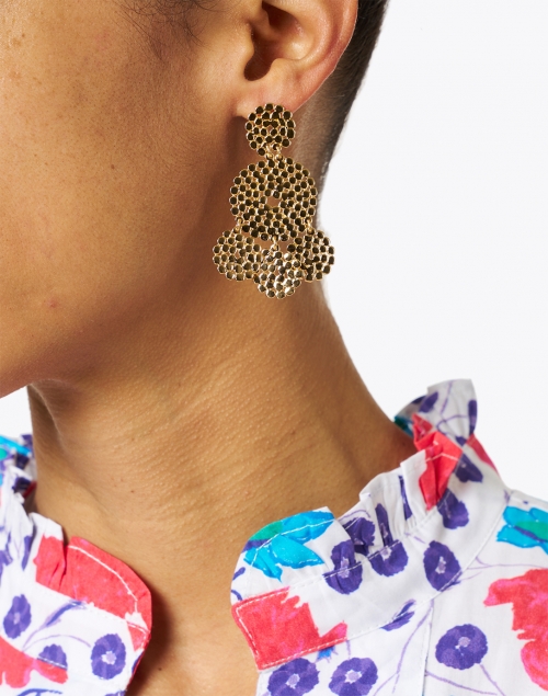 Lucky Sequin Gold Circle Drop Earrings