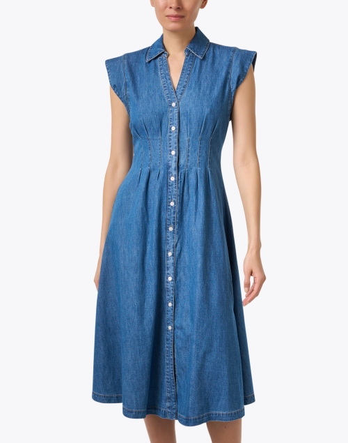 Front image - Veronica Beard - Ruben Blue Denim Shirt Dress