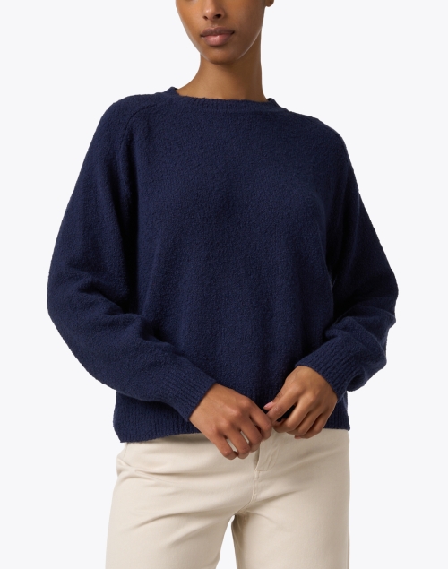 Front image - Margaret O'Leary - Lola Navy Cotton Fleece Sweater