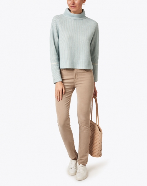 Misty Blue Cashmere Ribbed Sweater