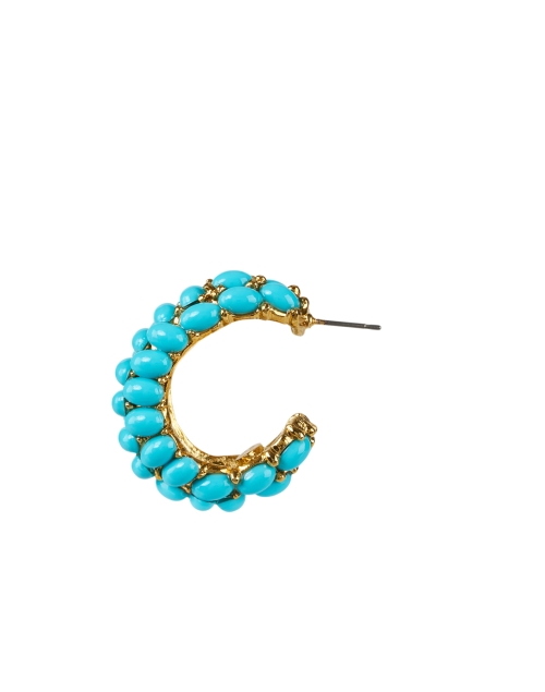 Back image - Kenneth Jay Lane - Turquoise and Gold Hoop Earrings