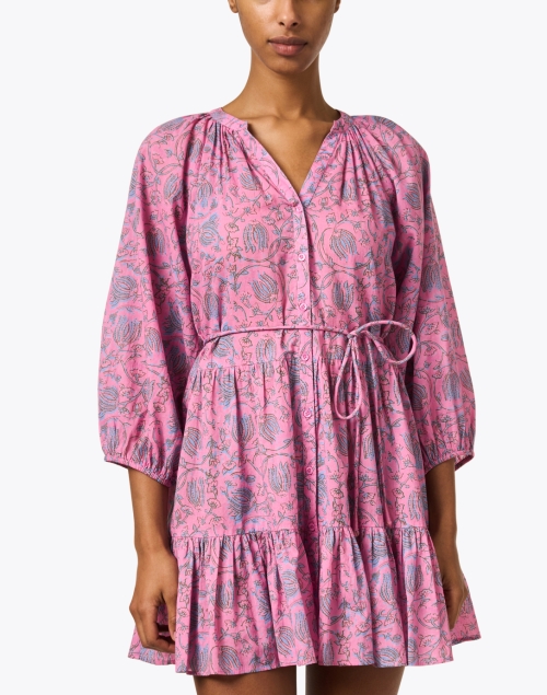 Front image - Apiece Apart - Mitte Pink Floral Cotton Dress