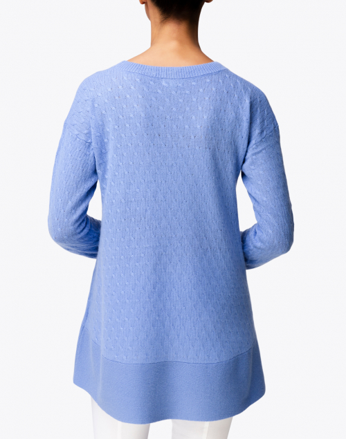 Back image - Cortland Park - St. Tropez French Blue Cable Knit Cashmere Sweater