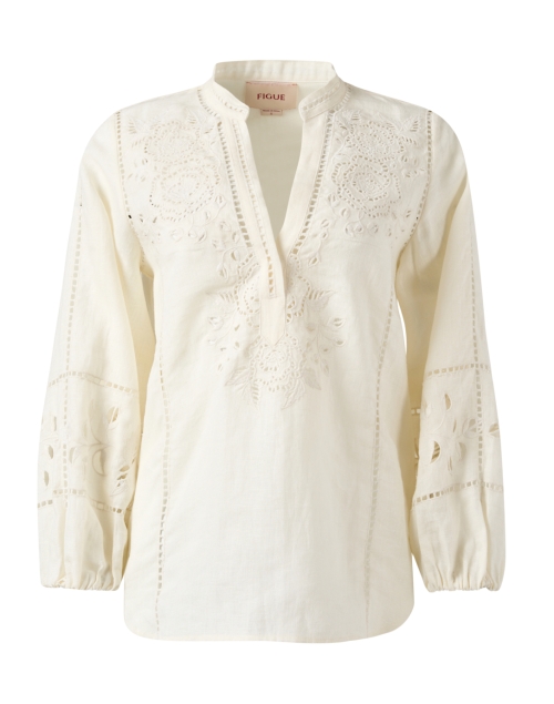 Product image - Figue - Rylie Ivory Linen Eyelet Top