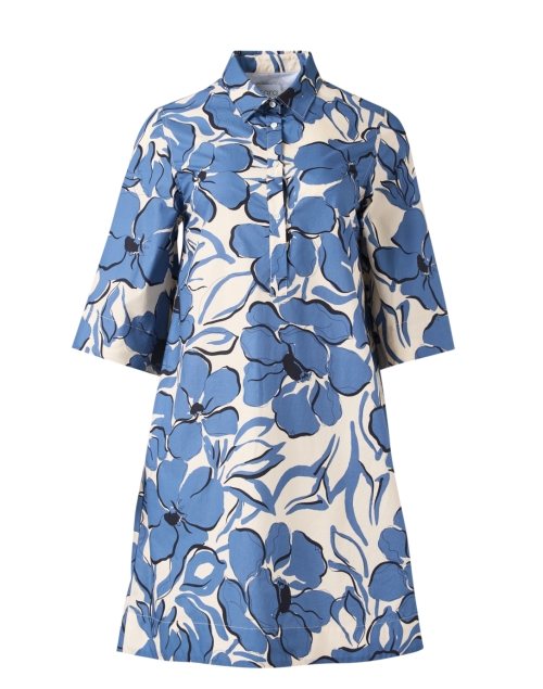 Sara Roka  Jackalyn Blue Floral Print Shirt Dress