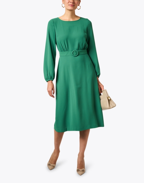 Rillyta Green Crepe Midi Dress