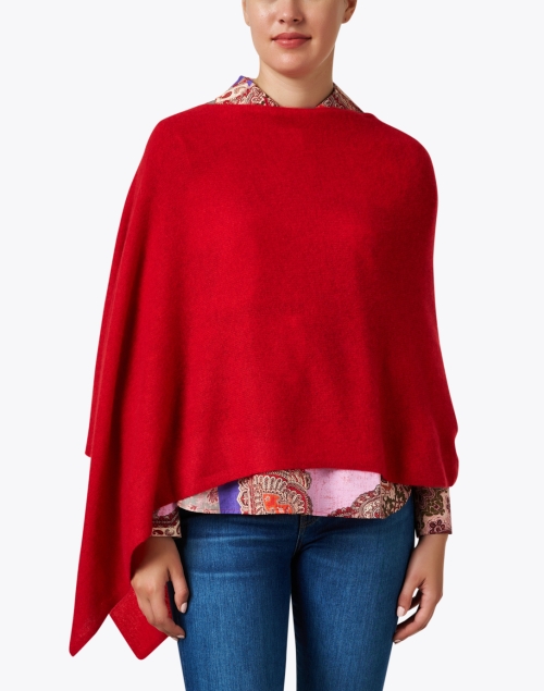 Front image - Minnie Rose - Red Cashmere Ruana