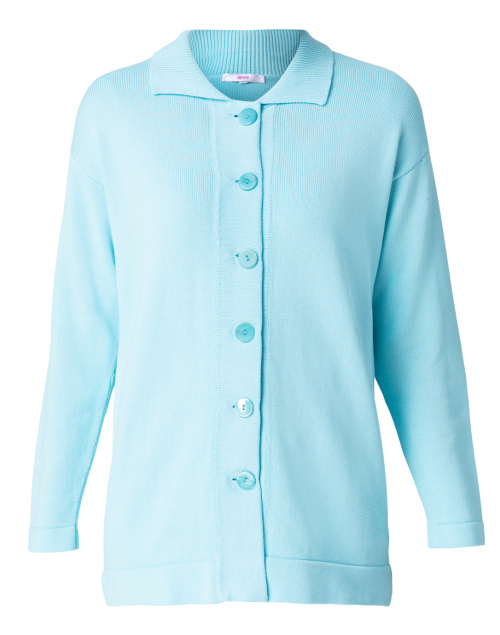 Leggiadro - Light Turquoise Cotton Knit Cardigan