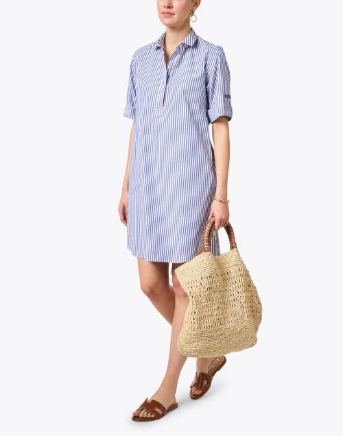 Leonie White and Blue Striped Cotton Shirt Dress