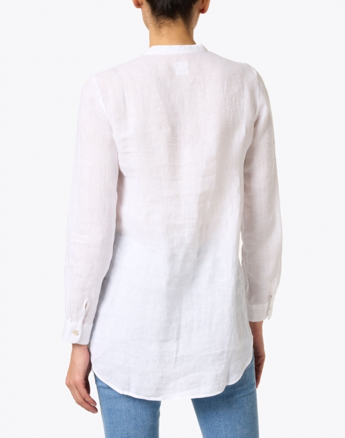 Back image - 120% Lino - White Linen Pintucked Shirt