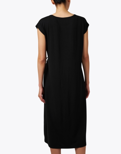 Back image - Eileen Fisher - Black Drawstring Shift Dress