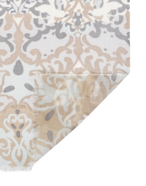 Back image - Kinross - Beige and Grey Multi Print Silk Cashmere Scarf