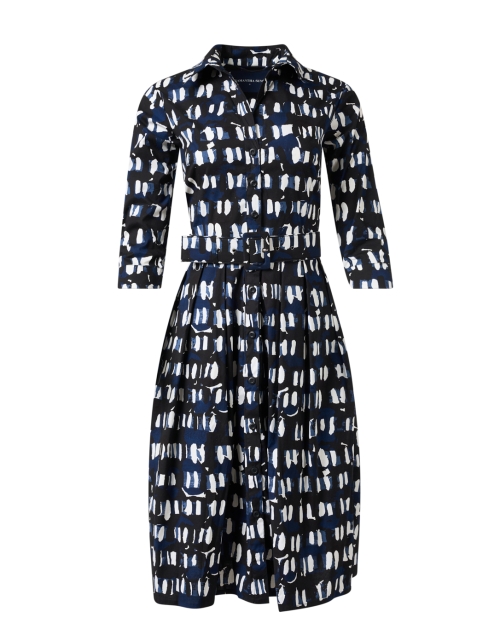 Product image - Samantha Sung - Audrey Navy and Ivory Print Stretch Cotton Dress