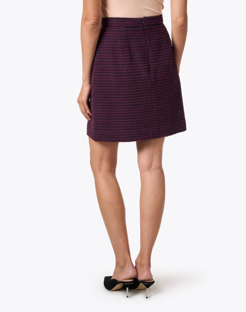 Back image - L.K. Bennett - Paloma Navy and Burgundy Striped Skirt
