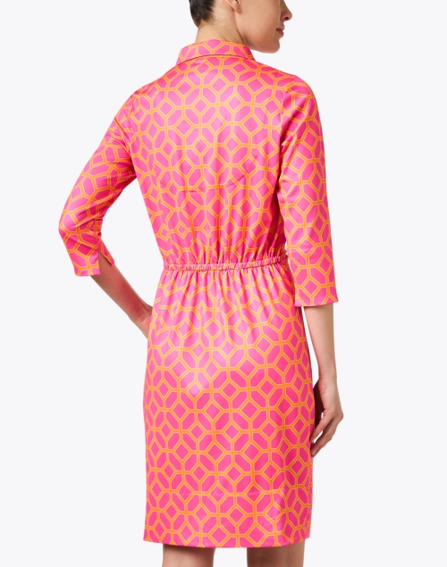 Back image - Gretchen Scott - Pink and Orange Geo Print Twist Dress